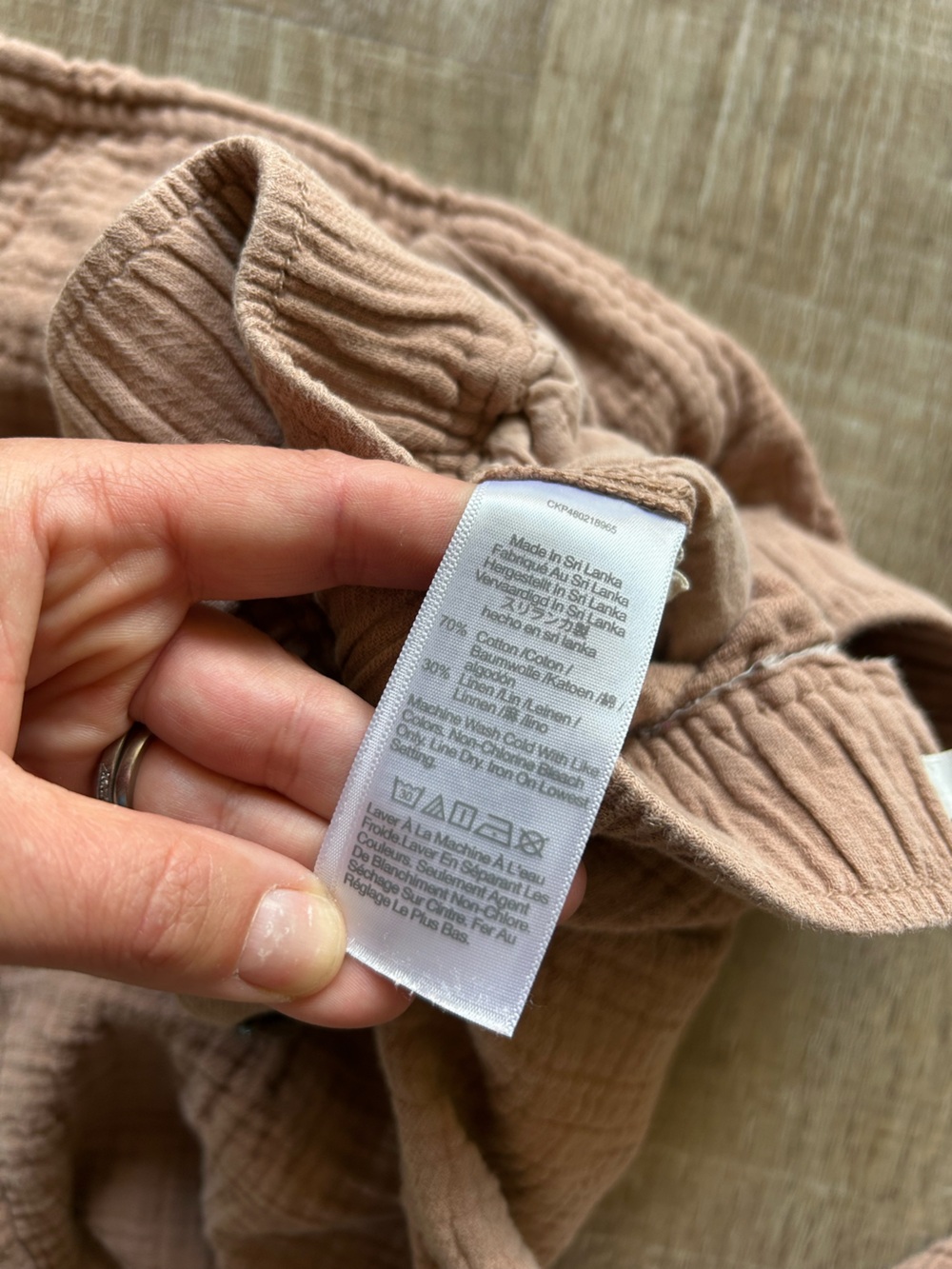 ▶️ Madewell Linen Blend Gauze Henley Crop Pants XXS Taupe Pull On Minimalist - Picture 6 of 10